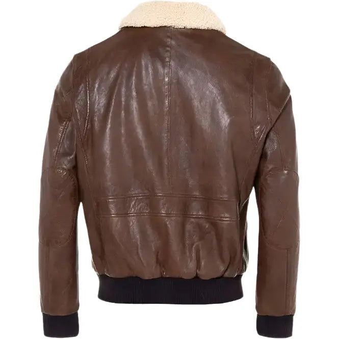 Mens Brown Sheepskin Aviator Jacket-2
