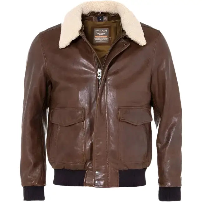Mens Brown Sheepskin Aviator Jacket-1