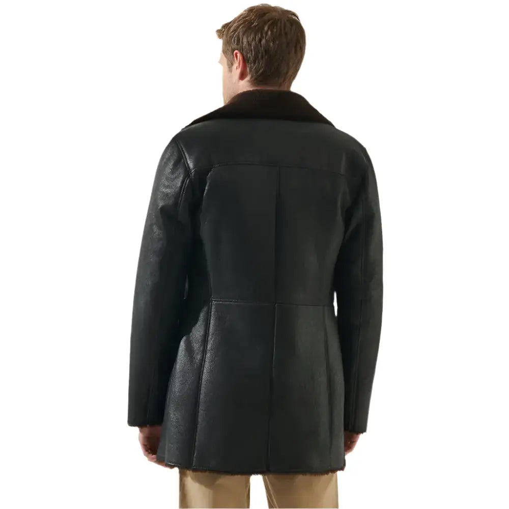 Mens Tobacco Brown Shearling Coat-3