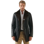 Mens Tobacco Brown Shearling Coat-1