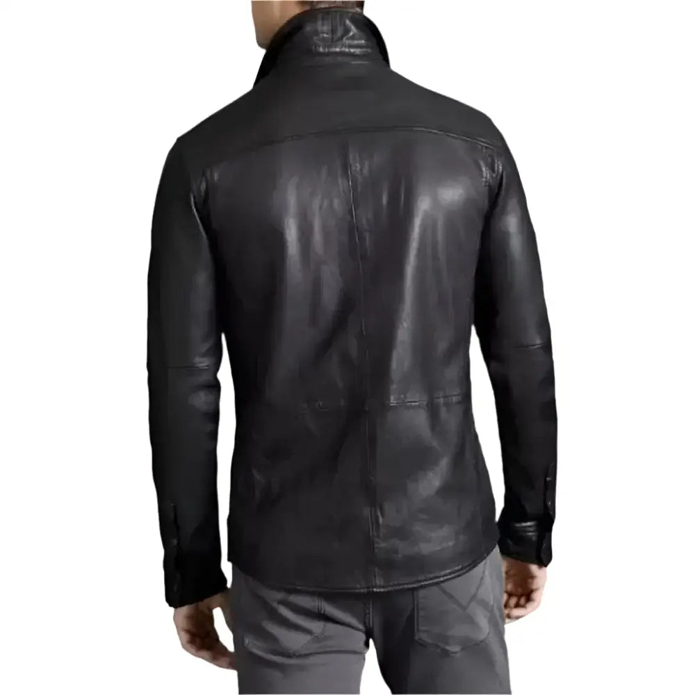 Mens Real Sheepskin Leather Shirt-1