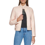 Women's Powder Pink Racer Leather Jacket-0