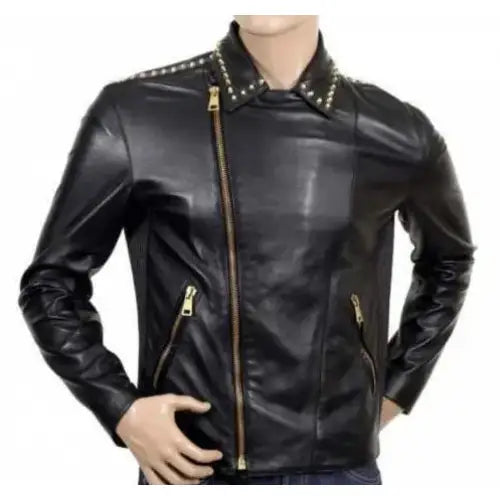 Men's Studded Leather Jacket-0