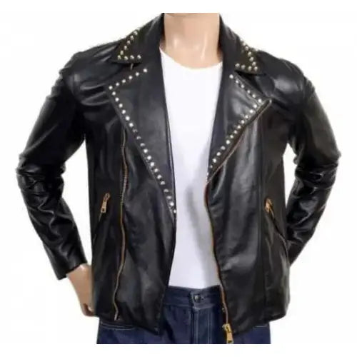 Men's Studded Leather Jacket-1