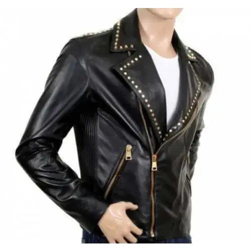 Men's Studded Leather Jacket-2