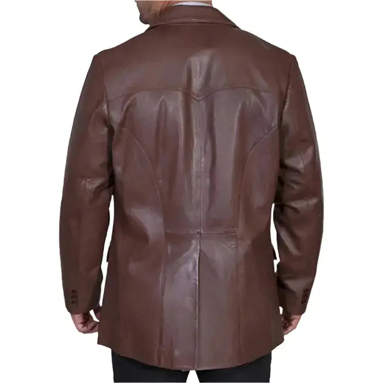 Men's Western Dark Brown Leather Sportcoat Blazer-2