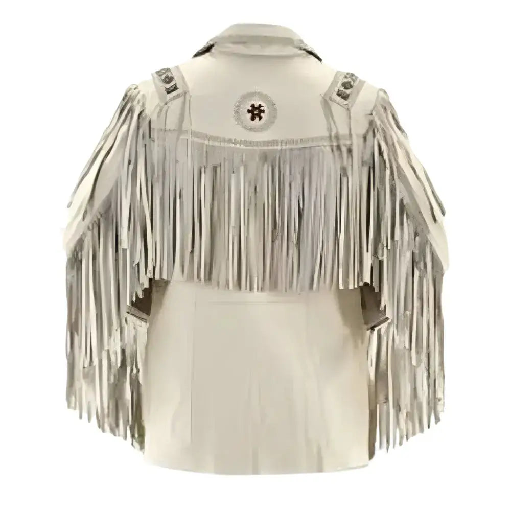 Men's Western Cowboy White Suede Leather Jacket-1