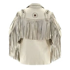 Men's Western Cowboy White Suede Leather Jacket-1