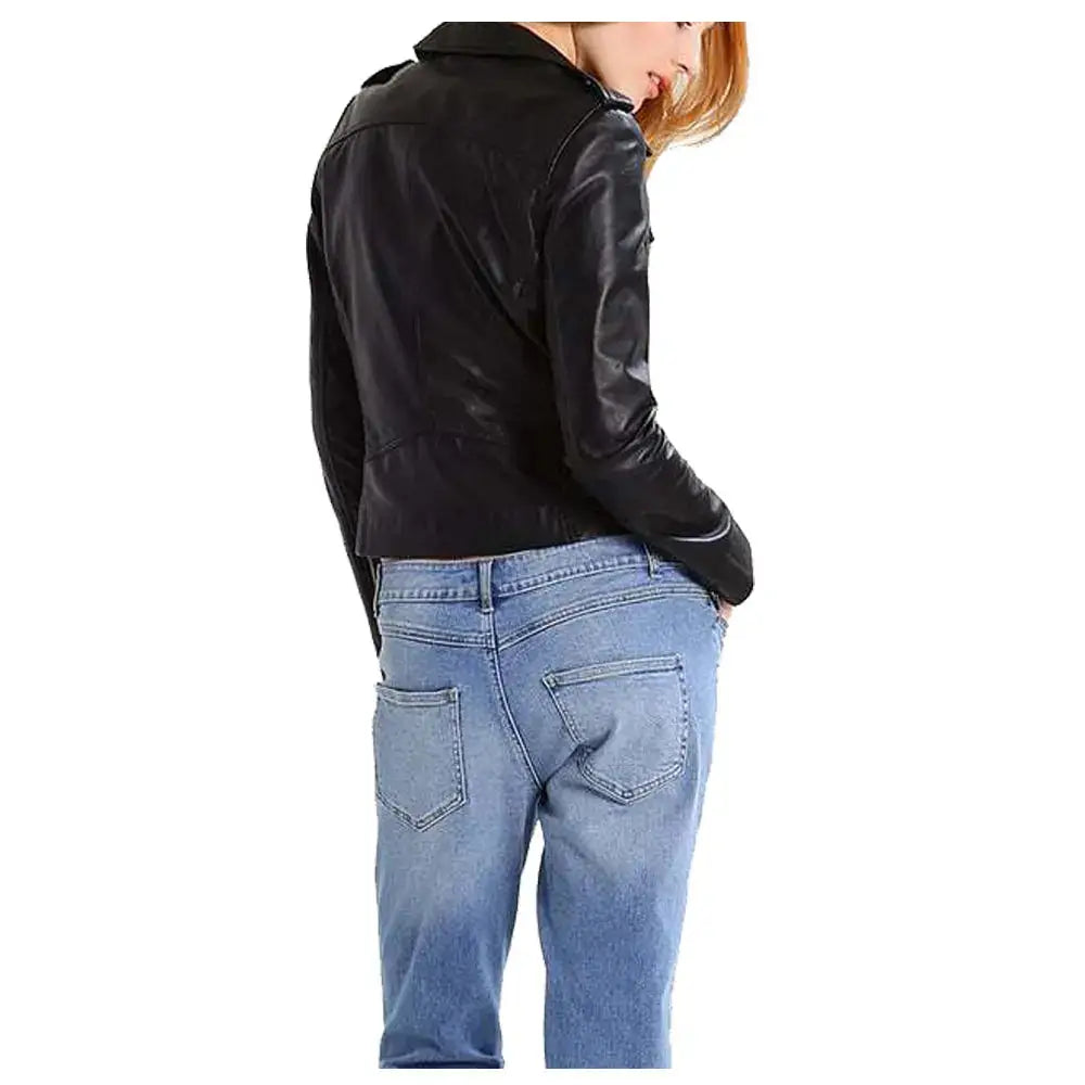 Women's Lambskin Leather Biker Jacket-1