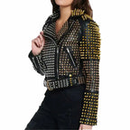Women's Studded Leather Jacket-1