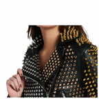 Women's Studded Leather Jacket-2
