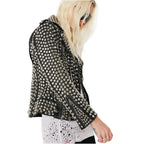 Women’s Rock Star Silver Studded Leather Jacket-1