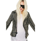 Women’s Rock Star Silver Studded Leather Jacket-4