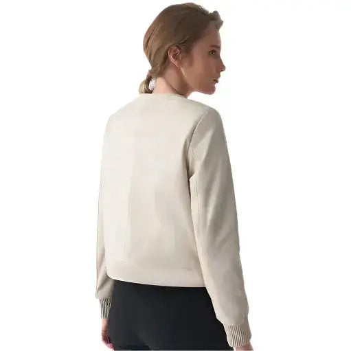 Women's Beige Studded Leather Jacket-1