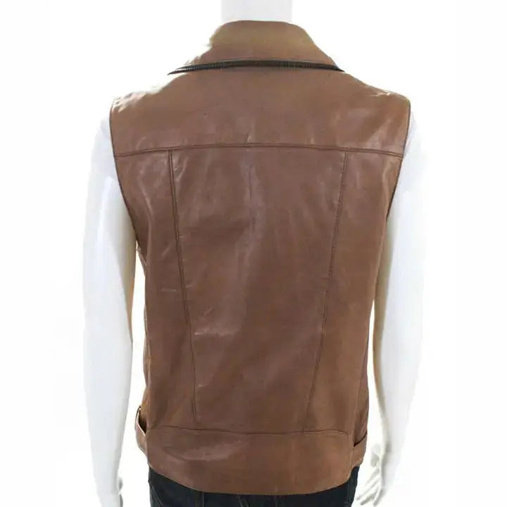 Women's Belted Lambskin Leather Motorcycle Vest-1