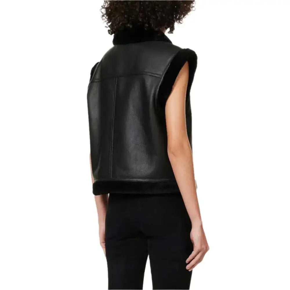 Womens Black B3 Bomber Shearling Vest-1