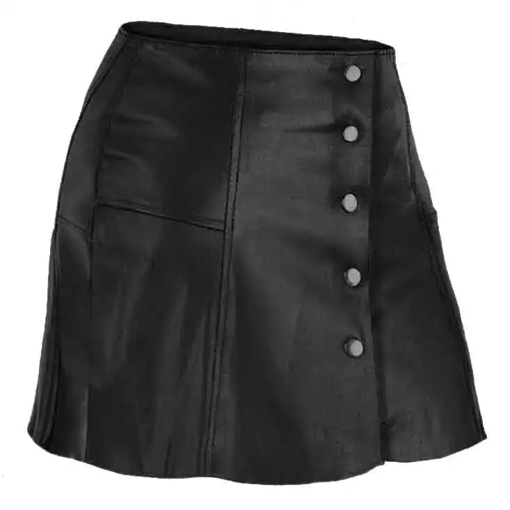 Women’s Bloom Black Leather Skirt-1