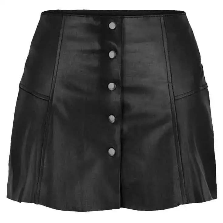 Women’s Bloom Black Leather Skirt-0
