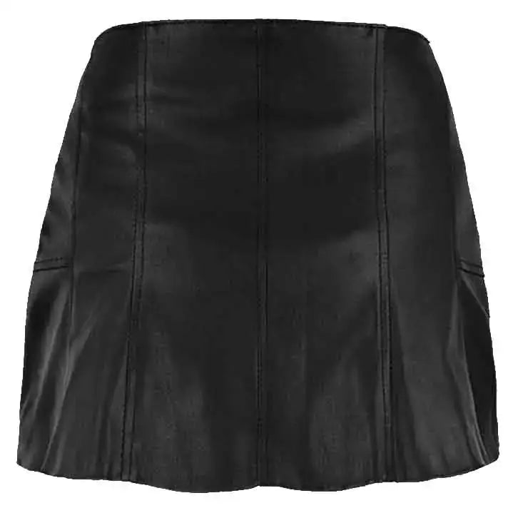 Women’s Bloom Black Leather Skirt-2