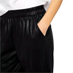 Women’s Black Lambskin Leather Joggers-3