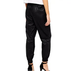Women’s Black Lambskin Leather Joggers-2