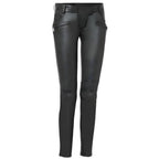 Women’s Black Lambskin Leather Pants-0