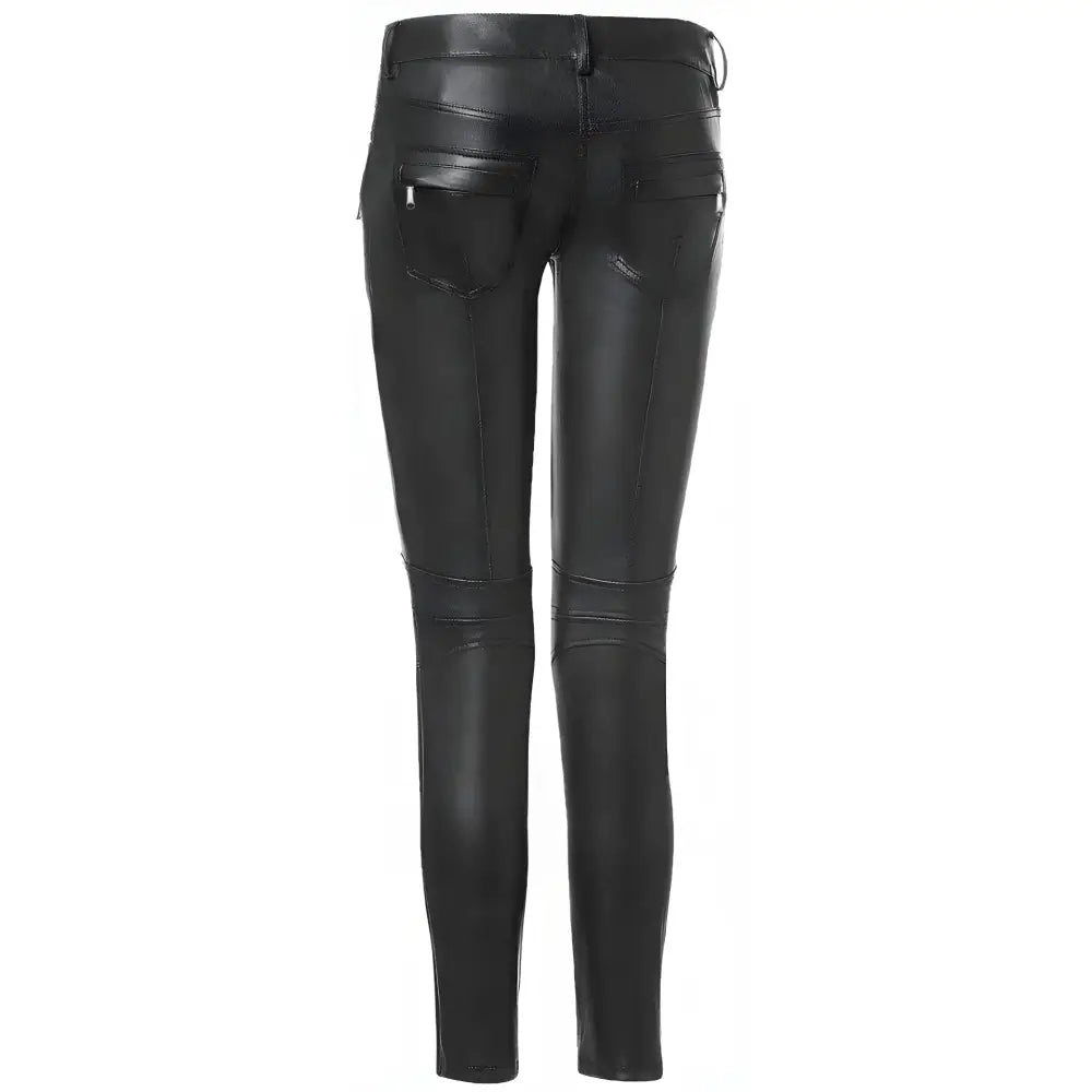 Women’s Black Lambskin Leather Pants-1