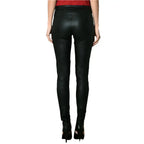 Women's Black Leather Skinny Pants-1