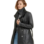Women’s Black Leather Coat-3