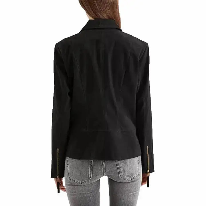 Women's Black Suede Leather Jacket-1