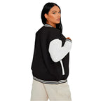 Women’s Black Leather Varsity Bomber Jacket-1