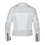 Womens Brando Studded Leather Jacket Plus Size-1