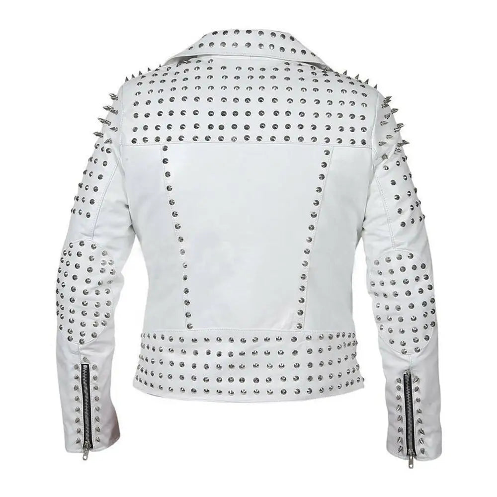 Womens Brando Studded Leather Jacket Plus Size-1