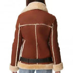 Womens Brown B3 Bomber Leather Jacket-2