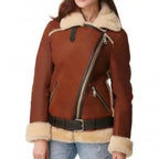 Womens Brown B3 Bomber Leather Jacket-1