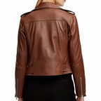Women’s Brown Sheepskin Leather Biker Jacket-1