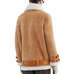 Women's Brown RAF B3 Aviator Flight Shearling Leather Jacket-1