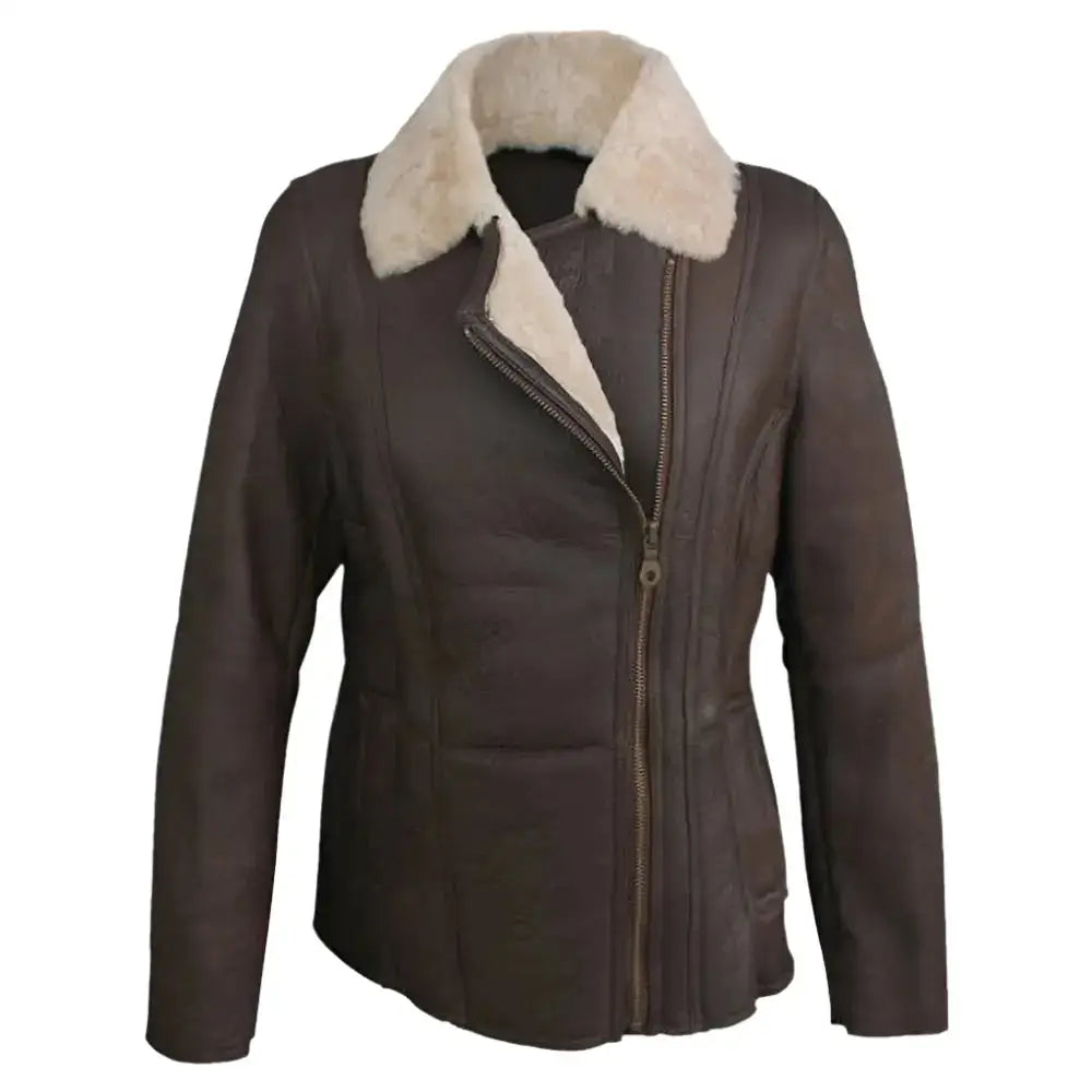 Women’s Celene Aviator Sheepskin Leather Coat-0