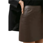 Women’s Dark Brown Leather Mini Skirt-3