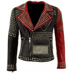 Women’s Elegant Gothic Studded Leather Biker Jacket-0