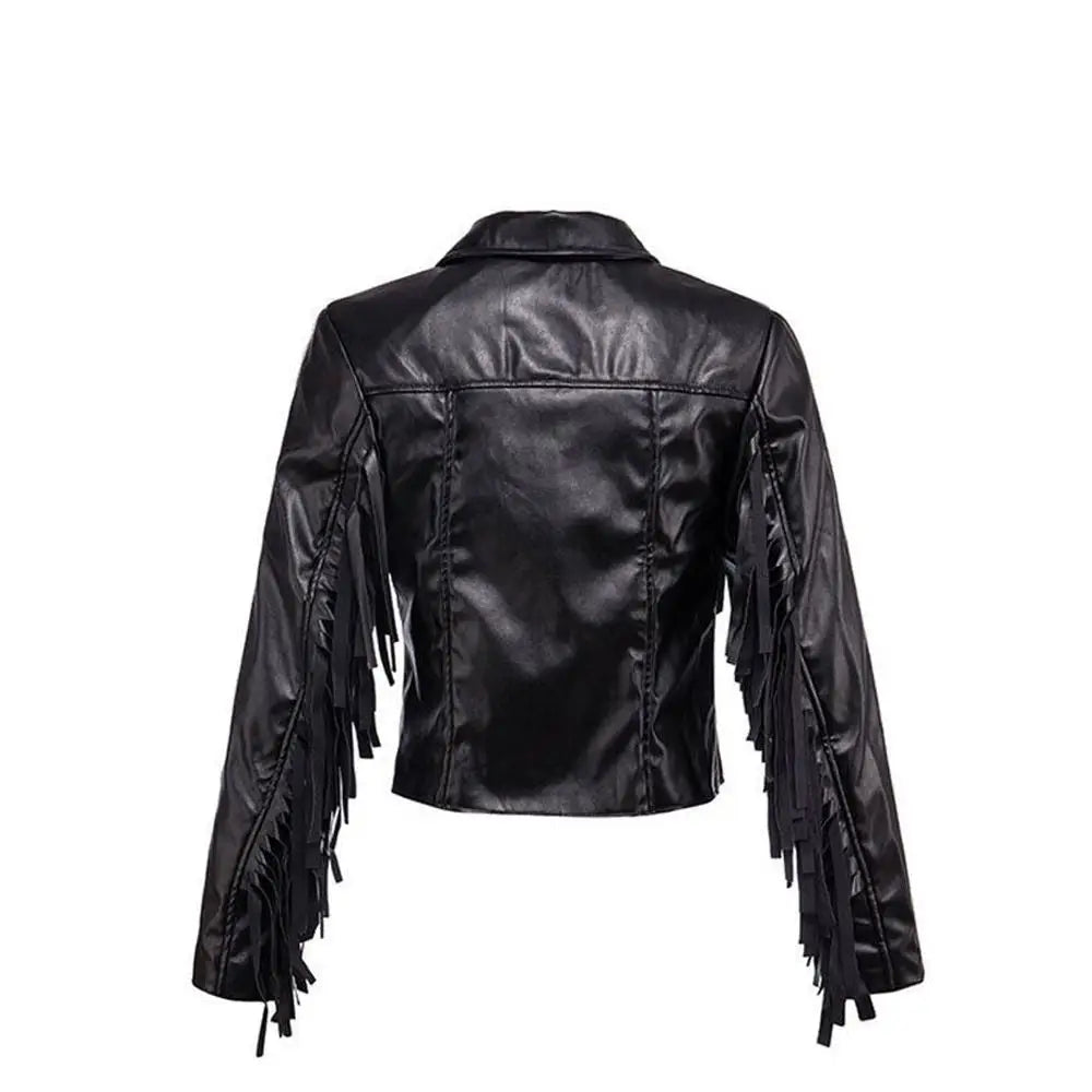 Women's Fringe Leather Designer Jacket-1