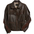 Women's Fringe Leather Western Jacket-0