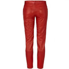 Women's Red Lambskin Leather Pants-1