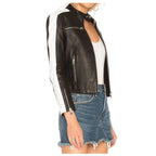 Women’s Genuine Leather Front Zip Jacket-1