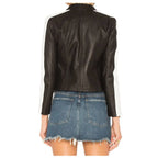 Women’s Genuine Leather Front Zip Jacket-2