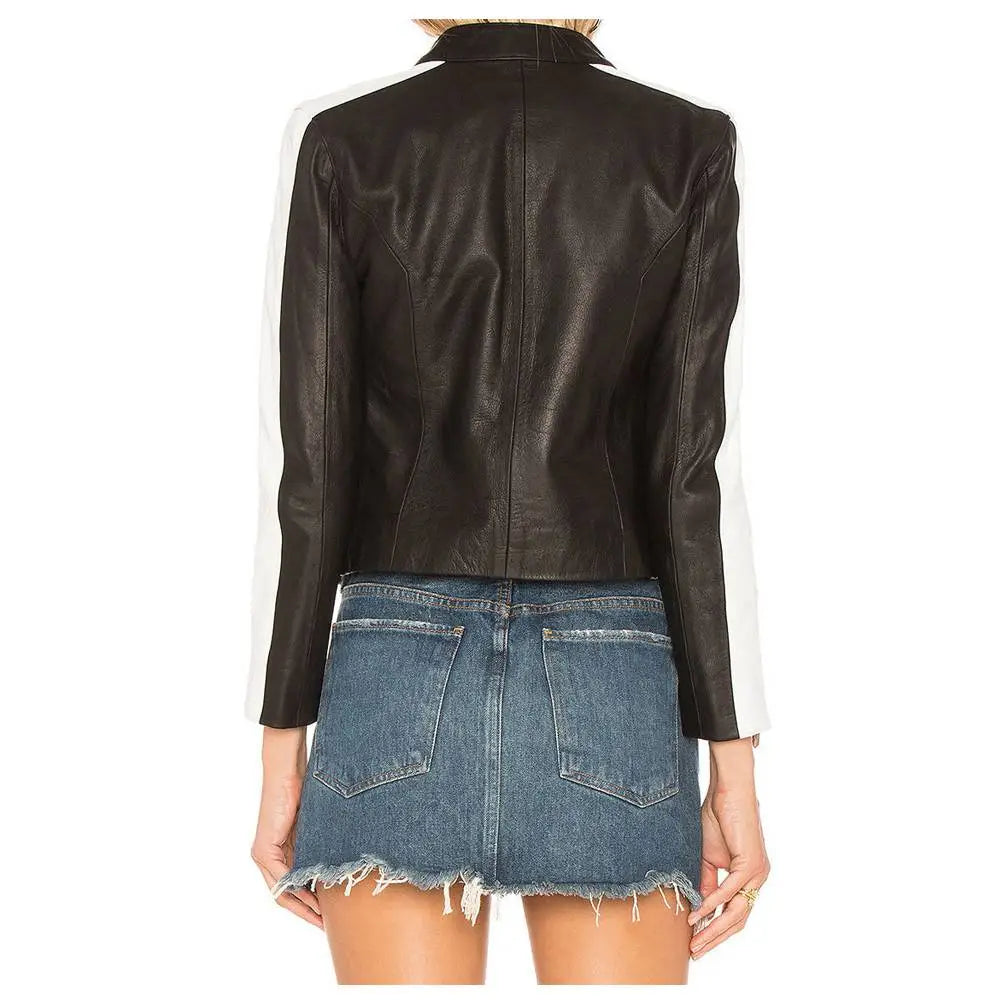 Women’s Genuine Leather Front Zip Jacket-2