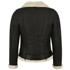 Women’s Genuine Leather Shearling Motorcycle Jacket-1
