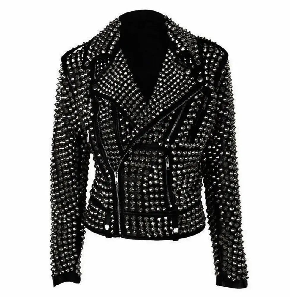 Women’s Studded Leather Jacket-2