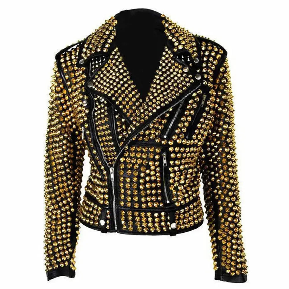 Women’s Studded Leather Jacket-0