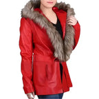 Women's Goldie Hawn Christmas Coat with Faux Fur Hood – Mrs. Claus Edition-3